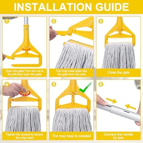 KeFanta Heavy Duty Aluminum Mop Handle 152cm (60") | Side Gate Clip for Commercial & Home Use thumbnail 7