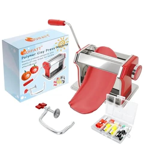 Foifatt Polymer Clay Press Machine with 6 Thickness Settings | Stainless Steel Clay Roller for Smooth Sheets thumbnail 1