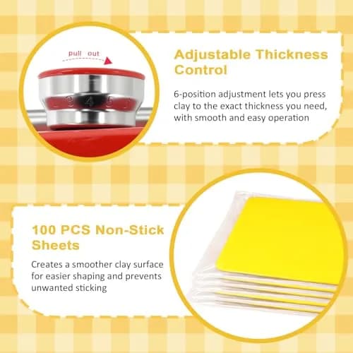 Foifatt Polymer Clay Press Machine with 6 Thickness Settings | Stainless Steel Clay Roller for Smooth Sheets thumbnail 5