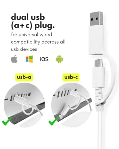 Macally Wired Mouse for Mac and PC - Dual USB C + A Plug - Ambidextrous 3 Button Optical Sensor, 1200 DPI, Purple thumbnail 3