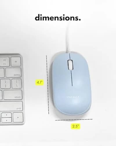 Macally Wired Mouse for Mac and PC - Dual USB C + A Plug - Ambidextrous 3 Button, 1200 DPI, Blue thumbnail 7