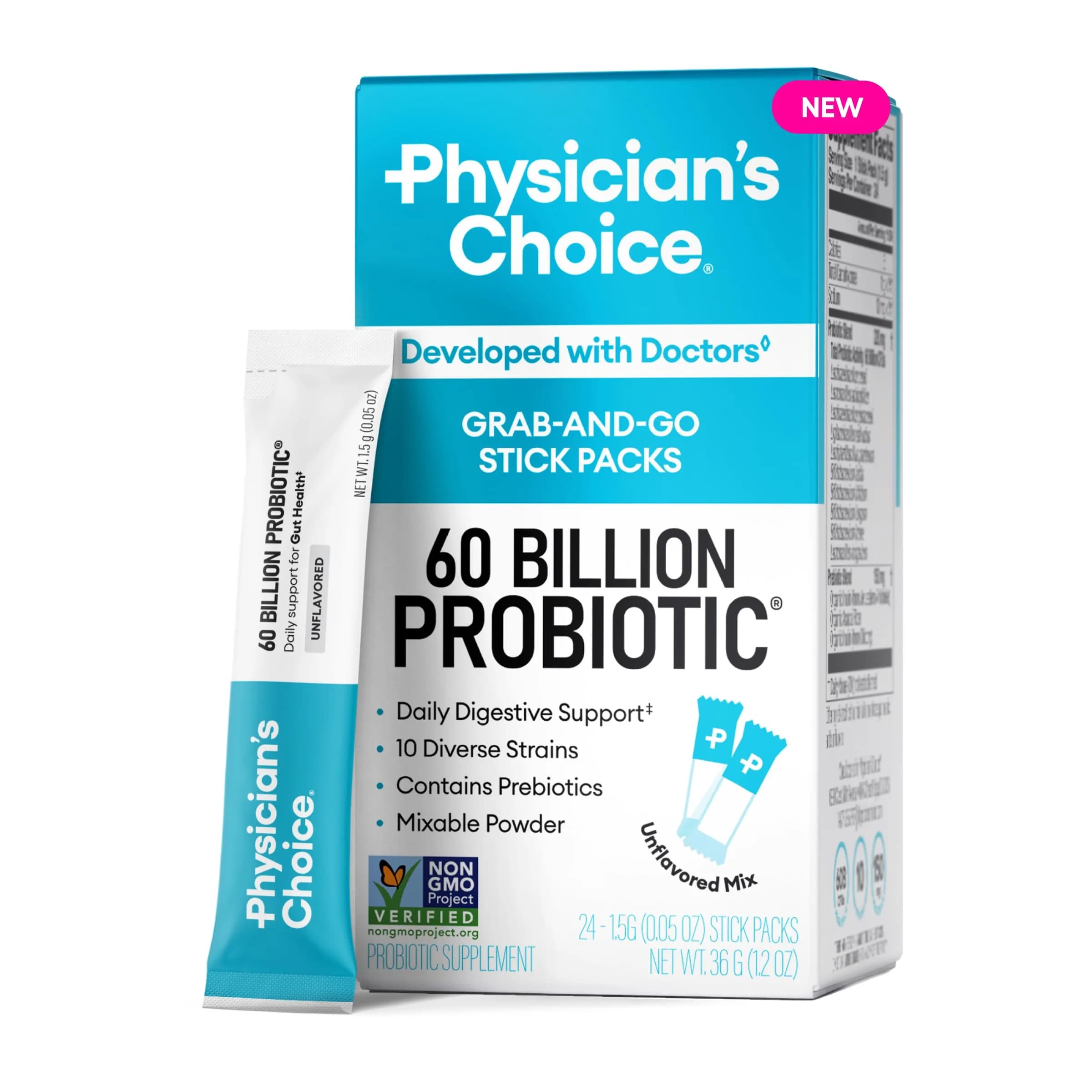 Physician's Choice 60 Billion CFU Probiotic Stick Packs 24CT | Supports Digestive & Gut Health