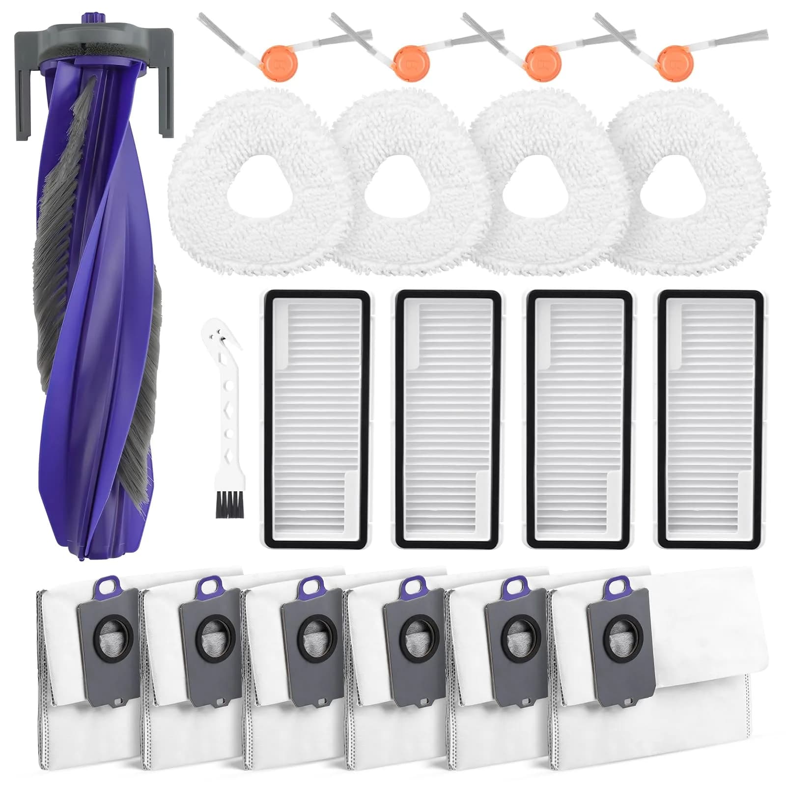 BTRSOLUS Replacement Accessories Kit for Narwal Freo Pro Robot Vacuum Cleaner | 16 Pcs, Nylon, Microfiber, Plastic — 20 Pcs for NARWAL Freo X10 Pro
