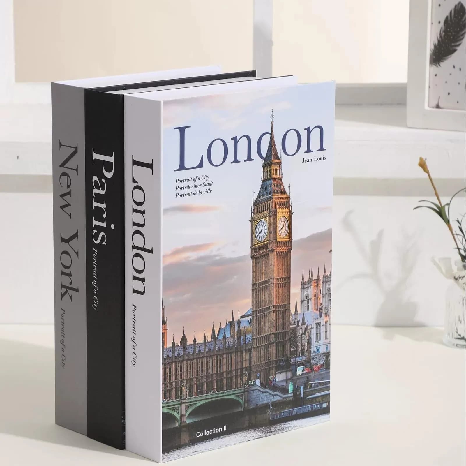 YOYMJBY Faux Decorative Books Set of 3 | Paris London New York Aesthetic Decor for Coffee Tables & Shelves