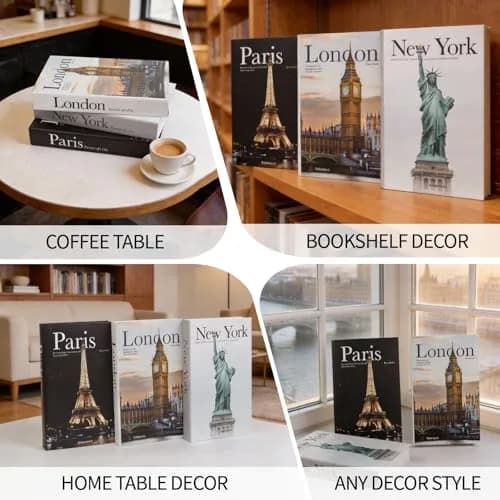 YOYMJBY Faux Decorative Books Set of 3 | Paris London New York Aesthetic Decor for Coffee Tables & Shelves thumbnail 8