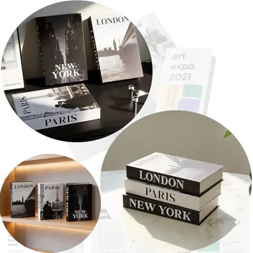 YOYMJBY Faux Decorative Books Set 3-Paris London Newyork Kiss | Aesthetic Home Decor for Coffee Tables & Shelves thumbnail 6