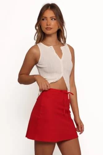 SKIRT Sonni Linen Mini Skirt - Red S | Breezy, Flattering & Comfortable thumbnail 2