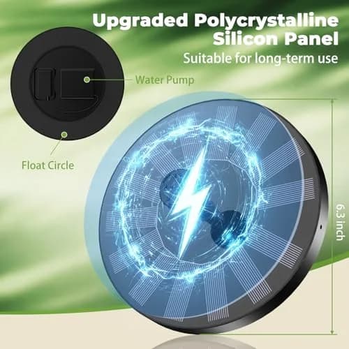 AISITIN Solar Fountain Pump for Bird Bath with 4 Fixer & 6 Nozzles | 1.5W Solar Powered Water Feature thumbnail 6