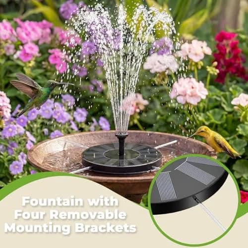 AISITIN Solar Fountain Pump for Bird Bath with 4 Fixer & 6 Nozzles | 1.5W Solar Powered Water Feature thumbnail 2