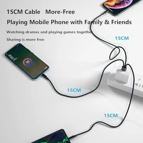 GELRHONR 2-Pack USB C Splitter Cable 120cm (47.2in) | 3-in-1 Fast Charging & Data Transfer thumbnail 2