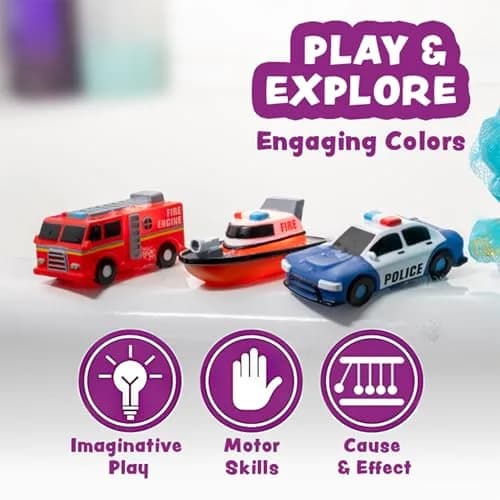 Tub Works Emergency Cars Light Up Bath Toys 12 Pack | Water-Activated Sensory Fun for Toddlers thumbnail 8