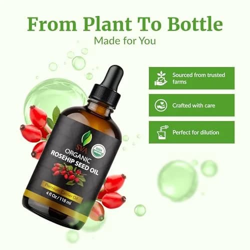 SVA Organics Rosehip Seed Oil 118 ml (4 Fl Oz) | Cold-Pressed Carrier Oil for Skin & Hair thumbnail 4