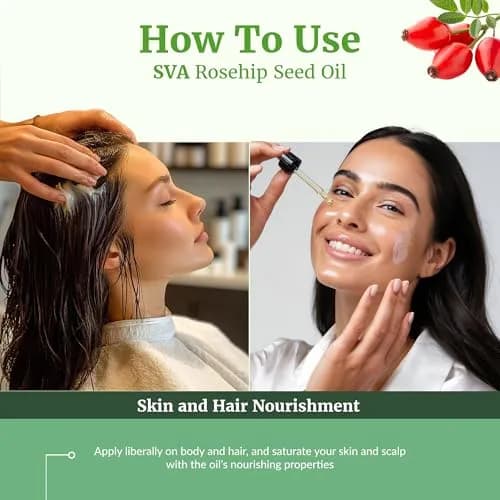 SVA Organics Rosehip Seed Oil 118 ml (4 Fl Oz) | Cold-Pressed Carrier Oil for Skin & Hair thumbnail 5