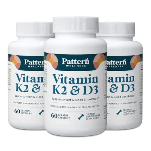 Pattern Wellness Vitamin K2 & D3 Supplement 180 Capsules thumbnail 1