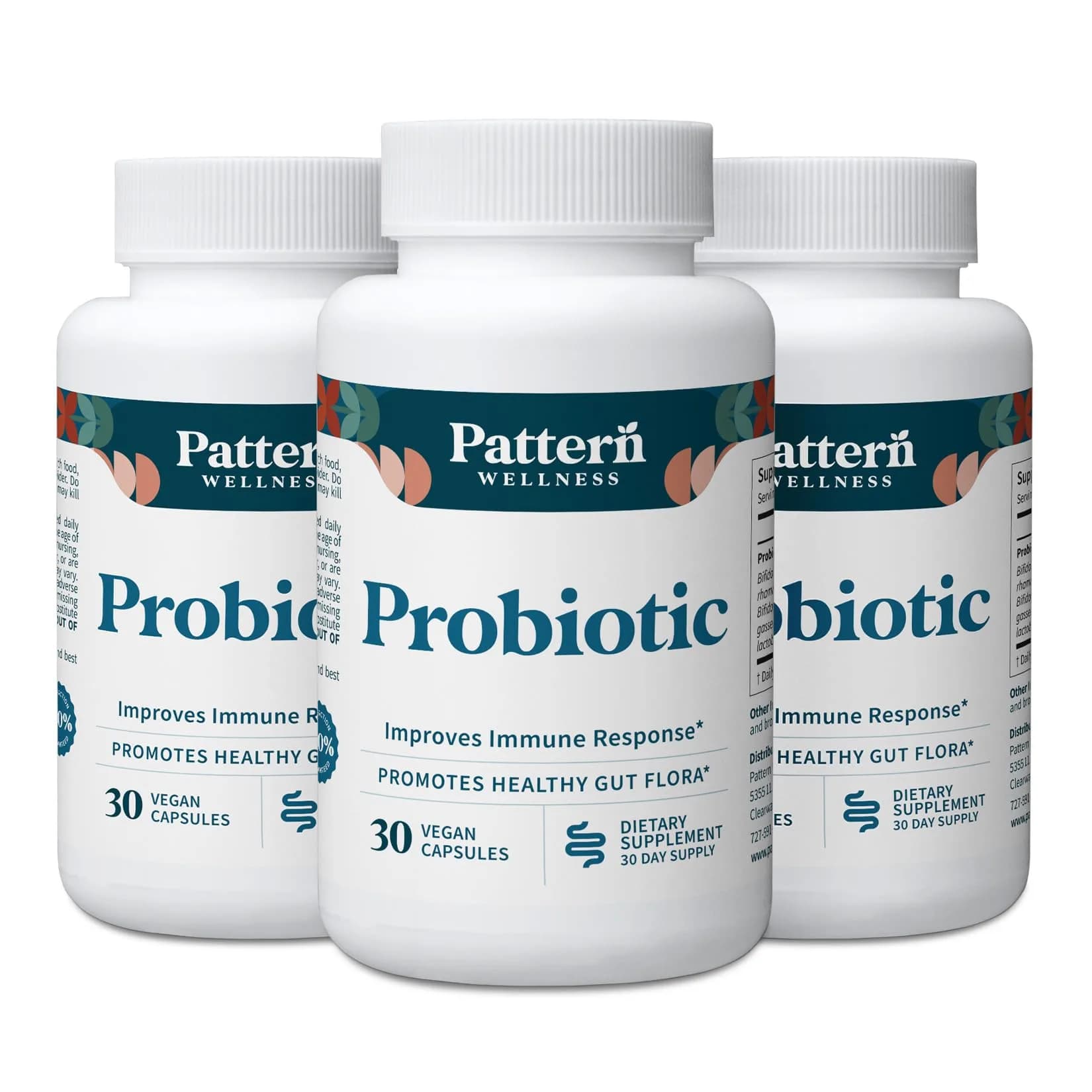 Pattern Wellness Probiotic Supplement 90 Vegan Capsules | Supports Gut & Immunity - main product image