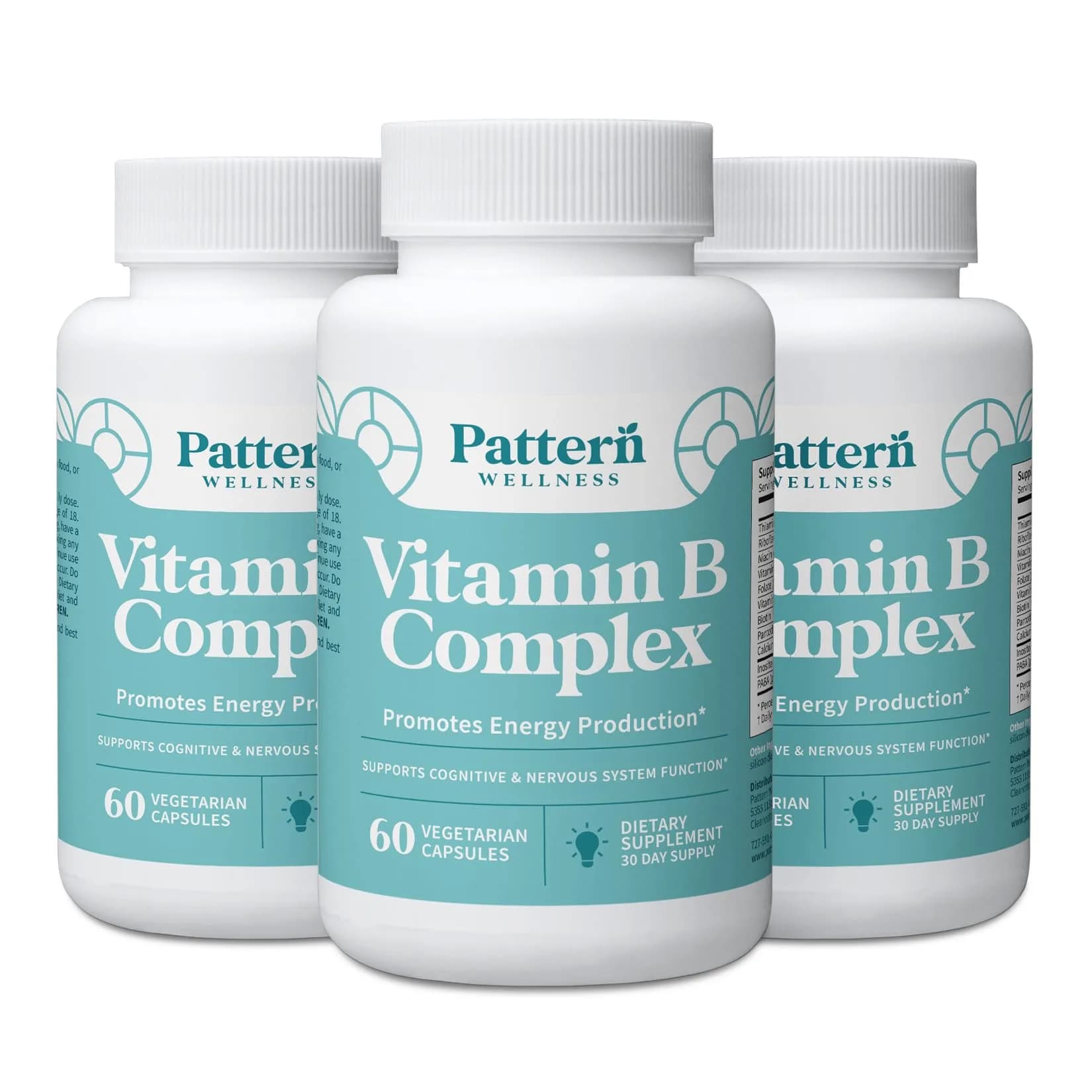 Pattern Wellness Vitamin B Complex Supplement – 180 Capsules | Supports Energy & Wellness - main product image