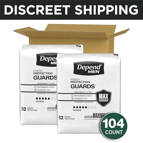 Depend Guards for Men Maximum Absorbency Incontinence Pads 104 Count | OdorBlock Technology thumbnail 2