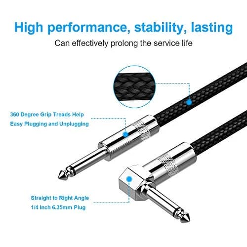 New Bee 30ft Black Right Angle Guitar Cable - Low Noise, High Fidelity for Electric Instruments thumbnail 4