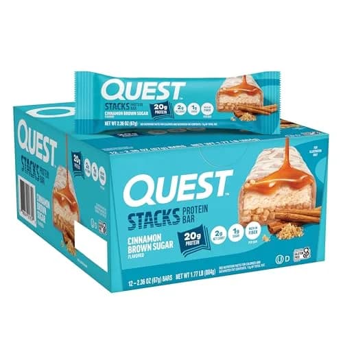 Quest Nutrition Stacks Protein Bars Cinnamon Brown Sugar 67g (2.36oz) 12 Count | 20g Protein, 12g Fiber, 1g Sugar, Gluten-Free, Kosher thumbnail 1