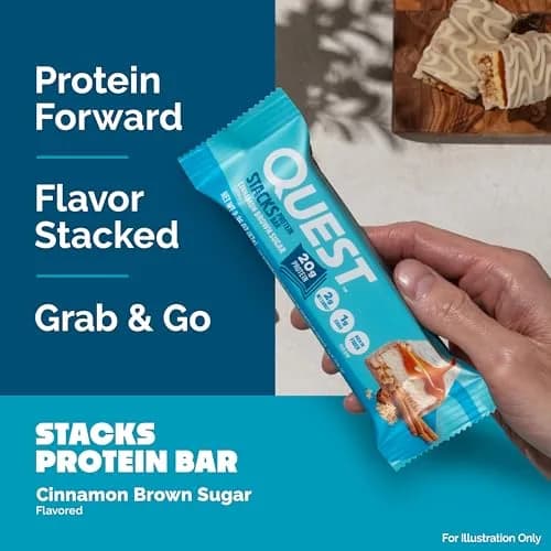 Quest Nutrition Stacks Protein Bars Cinnamon Brown Sugar 67g (2.36oz) 12 Count | 20g Protein, 12g Fiber, 1g Sugar, Gluten-Free, Kosher thumbnail 4