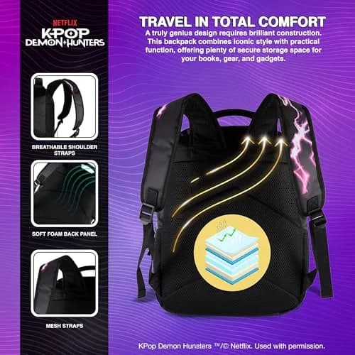 AI ACCESSORY INNOVATIONS K-Pop Demon Hunters Huntrix 16” Backpack for Girls | Water-Resistant, 20L, Adjustable Straps thumbnail 4