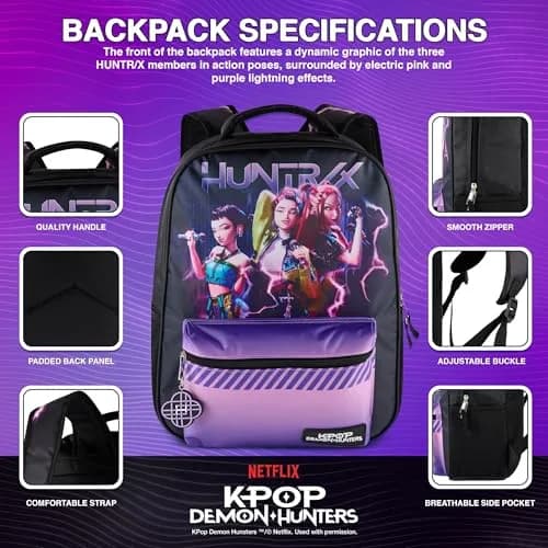 AI ACCESSORY INNOVATIONS K-Pop Demon Hunters Huntrix 16” Backpack for Girls | Water-Resistant, 20L, Adjustable Straps thumbnail 5