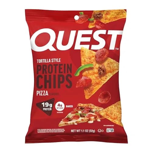 Quest Pizza Tortilla Style Protein Chips 19g Protein 1.1oz Bags (32g) | Baked High Protein Snack thumbnail 1