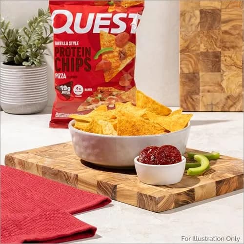 Quest Pizza Tortilla Style Protein Chips 19g Protein 1.1oz Bags (32g) | Baked High Protein Snack thumbnail 4