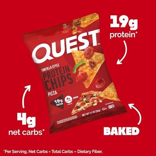 Quest Pizza Tortilla Style Protein Chips 19g Protein 1.1oz Bags (32g) | Baked High Protein Snack thumbnail 2