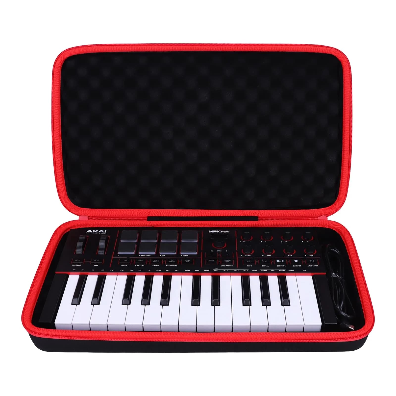LTGEM Case for Akai MPK Mini MK3 / Play MK3 25 Key USB MIDI Controller | Black+Grey, 34cm (13.5") — Black