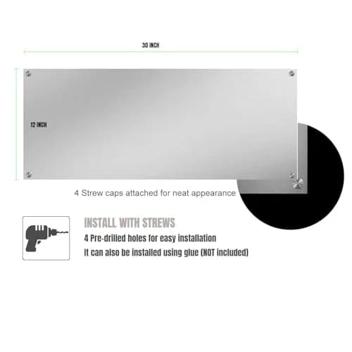 TUTU 76cm x 30cm (30" x 12") Stainless Steel Stove Backsplash Panel | Easy Clean Wall Shield for Indian Kitchens thumbnail 4