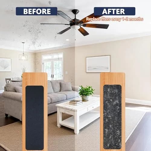 WAWINY 10 Pack Ceiling Fan Filters for Blades | Natural Coconut Air Purifier Pads thumbnail 5
