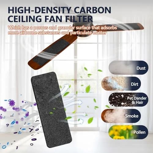 WAWINY 10 Pack Ceiling Fan Filters for Blades | Natural Coconut Air Purifier Pads thumbnail 2