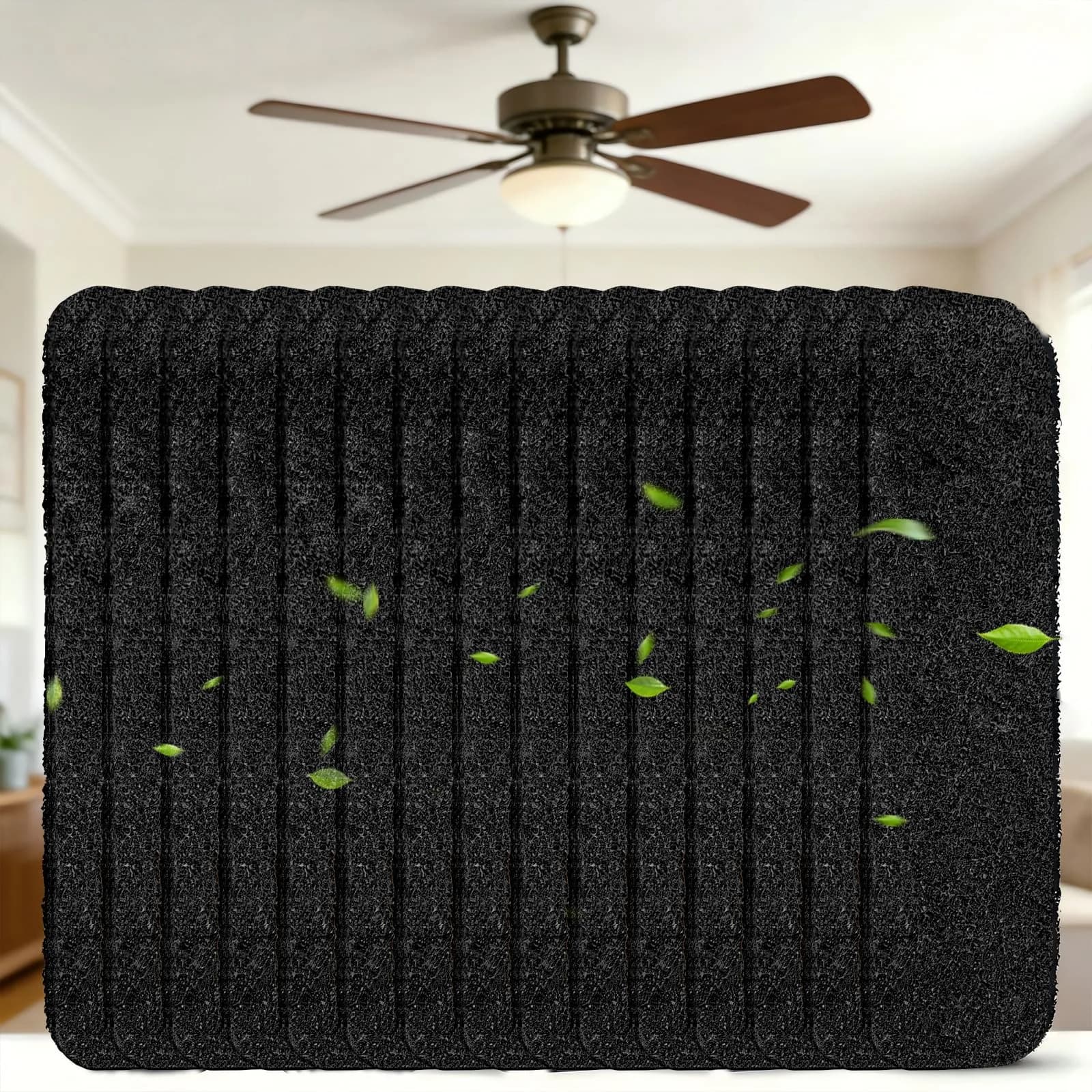 WAWINY 15Pcs Ceiling Fan Filters for Blades | Coconut Shell Activated Carbon Air Purifier Pads - main product image