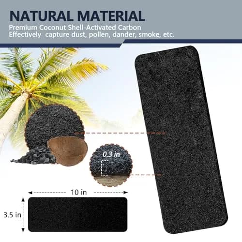 WAWINY 15Pcs Ceiling Fan Filters for Blades | Coconut Shell Activated Carbon Air Purifier Pads thumbnail 3