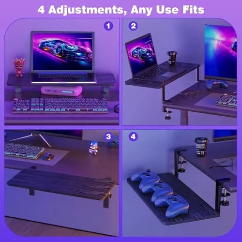 ART-GIFTREE 22-inch Clamp-On Desk Shelf Extender 56cm (22in) | Heavy Duty Monitor Stand with Arm Support thumbnail 6
