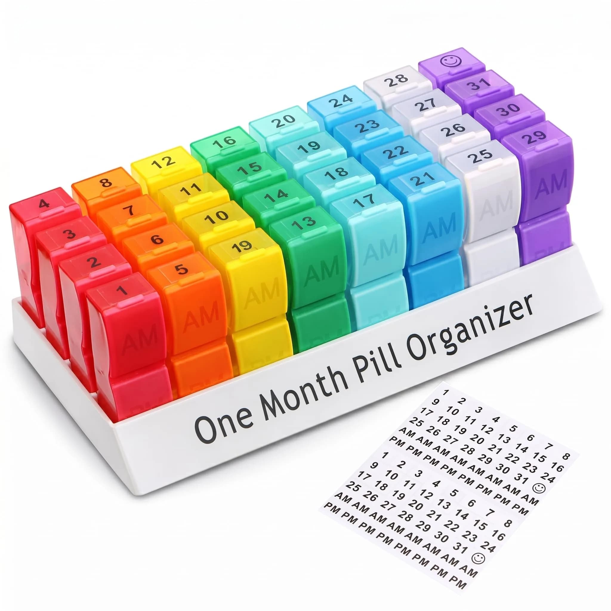 CAidRE Monthly Pill Organizer AM PM, 31 Day Travel Pill Box with Detachable Pods | Personal Pill Dispenser - main product image