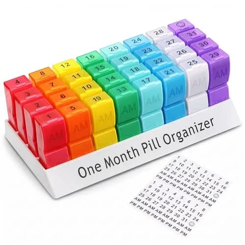 CAidRE Monthly Pill Organizer AM PM, 31 Day Travel Pill Box with Detachable Pods | Personal Pill Dispenser thumbnail 1