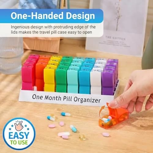 CAidRE Monthly Pill Organizer AM PM, 31 Day Travel Pill Box with Detachable Pods | Personal Pill Dispenser thumbnail 6