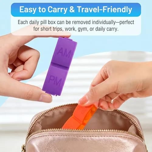 CAidRE Monthly Pill Organizer AM PM, 31 Day Travel Pill Box with Detachable Pods | Personal Pill Dispenser thumbnail 8