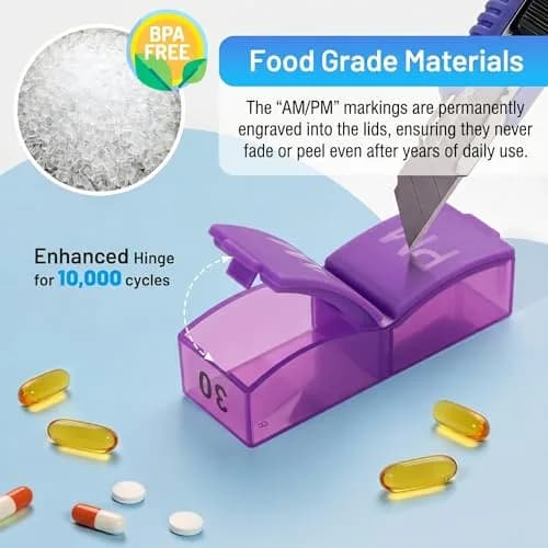 CAidRE Monthly Pill Organizer AM PM, 31 Day Travel Pill Box with Detachable Pods | Personal Pill Dispenser thumbnail 3