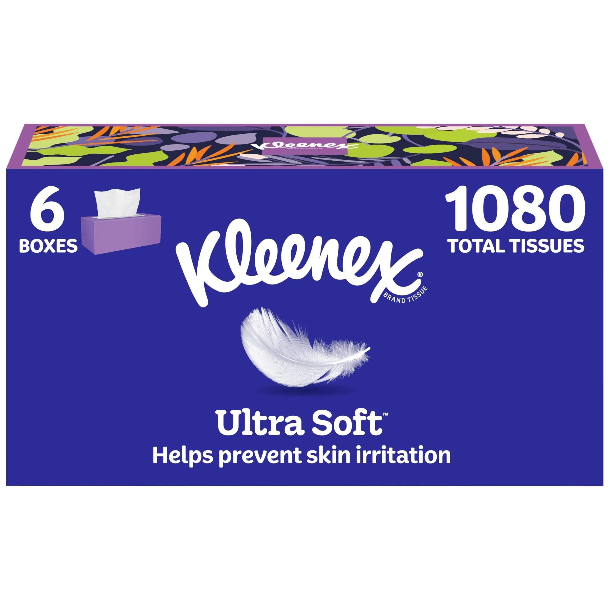 Kleenex Ultra Soft Facial Tissues Cube Box 60 Tissues (3-Ply) | Hypoallergenic & Lotion-Free for Sensitive Skin — 180 Tissues