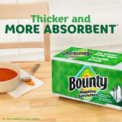 Bounty White Paper Napkins 200 Sheets per Pack (42 Packs) | Absorbent & Durable for Messes thumbnail 2