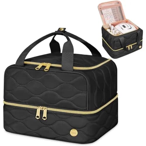YOREPEK Nail Polish Organizer Bag Case Holds 56+ Bottles (15ml/0.5 fl.oz) | Black with Removable Divider thumbnail 1