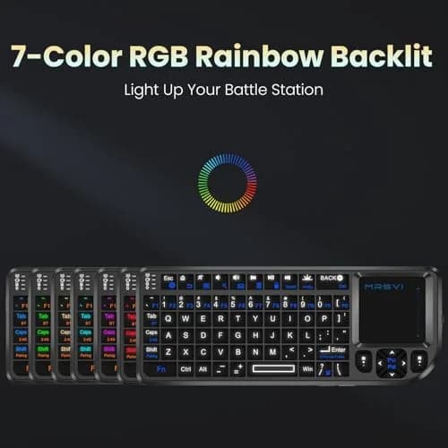MRSVI Mini Keyboard with Touchpad | Bluetooth & 2.4G Dual-Mode, Rechargeable, 7-Color Backlit, Portable for Tablet/PC/Phone/TV thumbnail 6