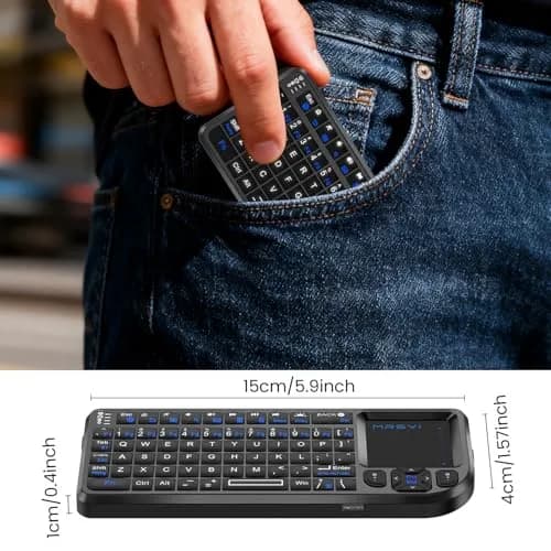 MRSVI Mini Keyboard with Touchpad | Bluetooth & 2.4G Dual-Mode, Rechargeable, 7-Color Backlit, Portable for Tablet/PC/Phone/TV thumbnail 2