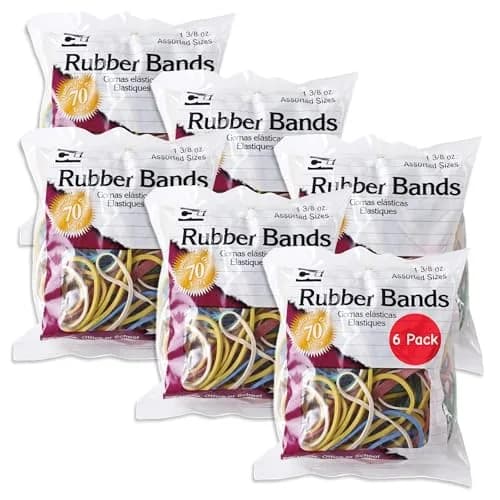 Charles Leonard Assorted Sizes Rubber Bands 234g (8.25 oz) | 6 Bags per Box, High Quality, Imported from USA thumbnail 1