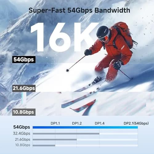 Cable Matters 54Gbps USB C to DisplayPort 2.1 Cable, DP54, 3ft / 0.9m | Supports 8K@165Hz & 4K@480Hz thumbnail 3