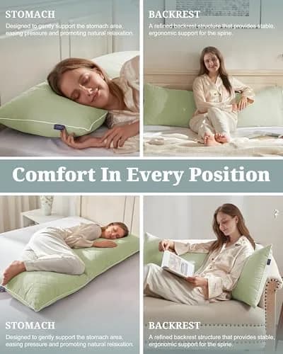 YZ HOME Long Body Pillow for Adults | Firm Support with Shredded Memory Foam (20x54 Inch, Beige) thumbnail 5