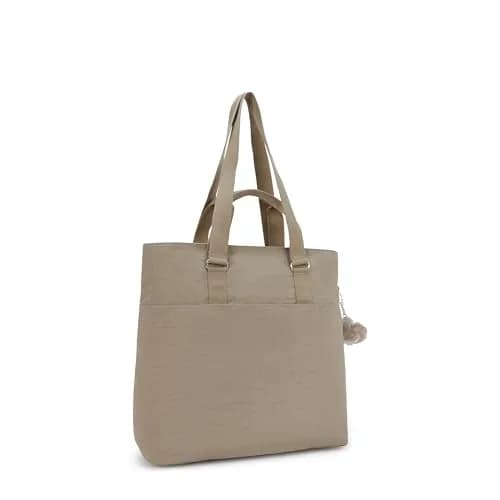 Kipling Women's India Tote Bag Soft Taupe | Large Nylon Zippered Handbag 37.5cm (14.75"L x 15.25"H x 7"D) thumbnail 2